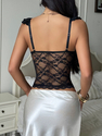 Black French Style Fishbone Corset Cami Top Slim Fit
