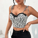 Black Lace-Up Corset 3D Floral Backless Lace Tank Top