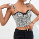 Black Lace-Up Corset 3D Floral Backless Lace Tank Top
