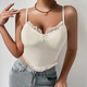 Yellow Women's Solid Color Camisole With Wooden Ear Trim
