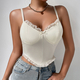 Yellow Women's Solid Color Camisole With Wooden Ear Trim
