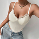 Yellow Women's Solid Color Camisole With Wooden Ear Trim