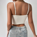 Yellow Women's Solid Color Camisole With Wooden Ear Trim
