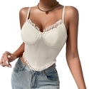 Yellow Women's Solid Color Camisole With Wooden Ear Trim