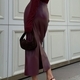 High Waist Slim Fit Slit Bodycon Leather Skirt