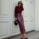 High Waist Slim Fit Slit Bodycon Leather Skirt