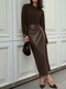 High Waist Slim Fit Slit Bodycon Leather Skirt
