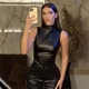 Sleeveless Leather Vest With Stand Collar And Cinched Waist