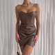 Trägerloses PU Bodycon Kleid Für Damen - Herbst Winter Nightclub Outfit