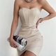 Trägerloses PU Bodycon Kleid Für Damen - Herbst Winter Nightclub Outfit