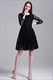 Schlichtes knielanges A-Linien-Kleid mit langen Ärmeln und Spitzenüberzug im Casual-Stil