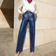 Women's Faux Leather High-Waist Straight-Leg Pants