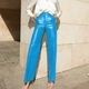 Women's Faux Leather High-Waist Straight-Leg Pants