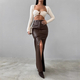 High Waist Leather Slit Midi Skirt