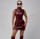 Women's Slim-Fit PU Leather Mini Skirt Solid Color