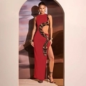 Ärmelloses Slim Fit Schlitz Langkleid