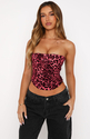 Leopard Sequin Slim Fit Crop Tube Top For Women