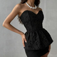 Women's Jacquard Tube Top With Sweetheart Neck And Ruffle Hem