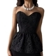 Women's Jacquard Tube Top With Sweetheart Neck And Ruffle Hem
