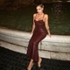 Leather Bodycon Slit Midi Dress
