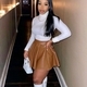 Women's Solid Color PU Mini Umbrella Skirt