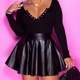 Women's Solid Color PU Mini Umbrella Skirt