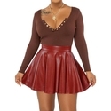 Women's Solid Color PU Mini Umbrella Skirt