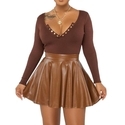 Women's Solid Color PU Mini Umbrella Skirt
