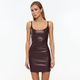 PU Leather Spaghetti Strap Bodycon Mini Dress