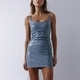 PU Leather Spaghetti Strap Bodycon Mini Dress
