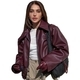 Women's Faux Leather Biker Jacket Loose Fit Zip Outerwear