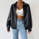 Black Retro Moto Leather Jacket For Women