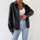 Black Retro Moto Leather Jacket For Women
