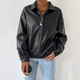 Black Retro Moto Leather Jacket For Women