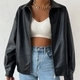 Black Retro Moto Leather Jacket For Women
