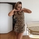 Leopard print Leopard Print Bodycon Mini Dress Slim Fit Waist-Cinching
