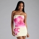 Strapless Floral Print Bodycon Short Dress