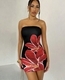 Strapless Floral Print Bodycon Short Dress
