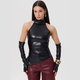 Women's PU Faux Leather Off-Shoulder Vest Top With Stand Collar