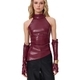 Women's PU Faux Leather Off-Shoulder Vest Top With Stand Collar