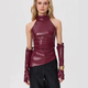 Women's PU Faux Leather Off-Shoulder Vest Top With Stand Collar