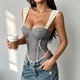 Vintage Print Open Back Corset Cami Top
