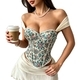 Vintage Print Open Back Corset Cami Top
