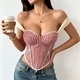 Vintage Print Open Back Corset Cami Top