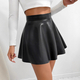 Black Women's Solid Color A-Line Mini Skirt