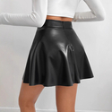 Black Women's Solid Color A-Line Mini Skirt