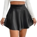 Black Women's Solid Color A-Line Mini Skirt