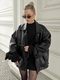 Vintage Brown Leather Jacket Women's Loose Suit Collar Mid-Length Outerwear