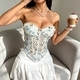 Elegant Lace Floral Corset Crop Top With Button-Up Front