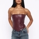 Leather Bustier Strapless Corset Tube Top Vest